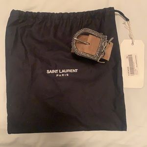 Saint Laurent Brown Suede Monogram Belt Size 85